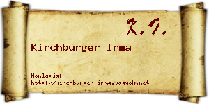 Kirchburger Irma névjegykártya