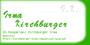 irma kirchburger business card